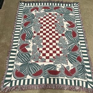 Cottage Core Cozy Red and Green Summer Watermelon Throw